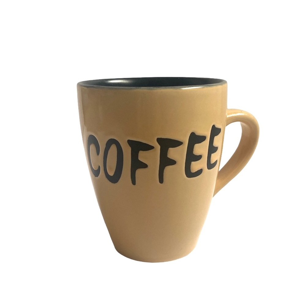 Ceramic Coffee Mug Cream And Black 10 Ounces Excellent Condition
